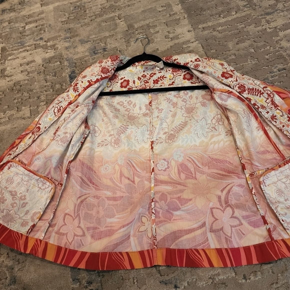 Chico's floral shacket. Orange cream.  Size 1 or 8. - Picture 11 of 14